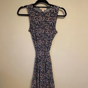 MICHAEL Michael Kors Floral Midi Dress - Navy and Pink, size XS